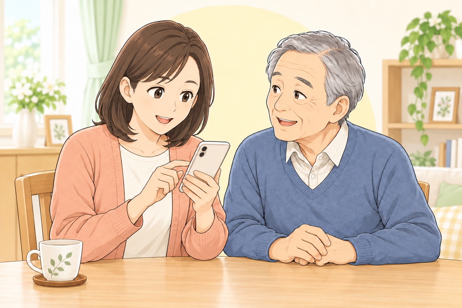 スマートフォンで相談するご家族